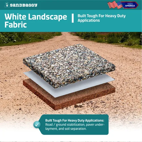Miniatura 5 de Sandbaggy Tela blanca para paisajes, tela de filtro geotextil no tejida de 8 onzas, más resistente en el mercado, tela de 50 años, fabricada
