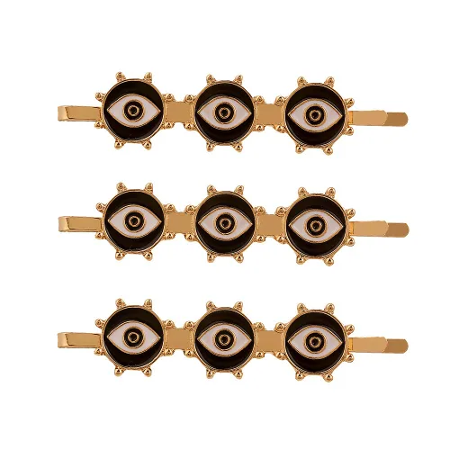 3 pinzas para el cabello vintage contra el mal de ojo, pasadores de pelo en forma de ojo, horquillas de metal, clip lateral, pasadores, accesorios