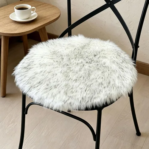 Miniatura 9 de OKAYDA Funda cuadrada de piel de oveja sintética de 18 x 18 pulgadas, cojín de cojín de piel súper esponjosa para silla de tocador, asiento