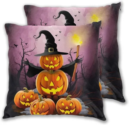 Miniatura 28 de Juego de 2 fundas de almohada cuadradas de Acción de Gracias, hojas de arce otoñales, fundas protectoras para sofá con cremallera oculta, 16 x 16