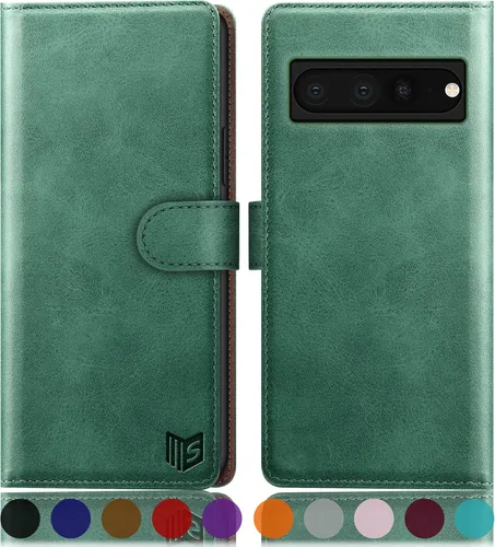 Miniatura 14 de SUANPOT Funda tipo cartera para Google Pixel 7 Pro 5G con bloqueo RFID, tarjetero de crédito, funda protectora de piel sintética con tapa para Oro