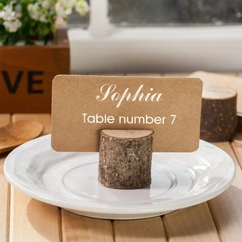 Miniatura 4 de Toncoo Tarjeteros de madera para colocar en madera, 30 soportes rústicos de alta calidad para números de mesa y 30 tarjetas de mesa de papel