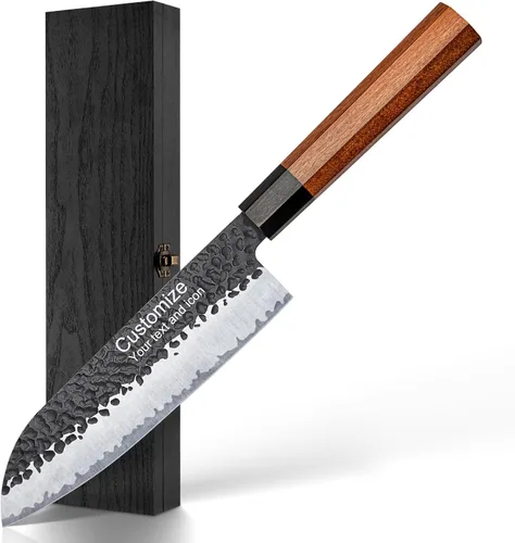 Miniatura 10 de Cuchillo de chef de 8 pulgadas en acero alemán EN1.4116 de alto carbono, ultra afilado, antideslizante, mango de espiga completa, apto