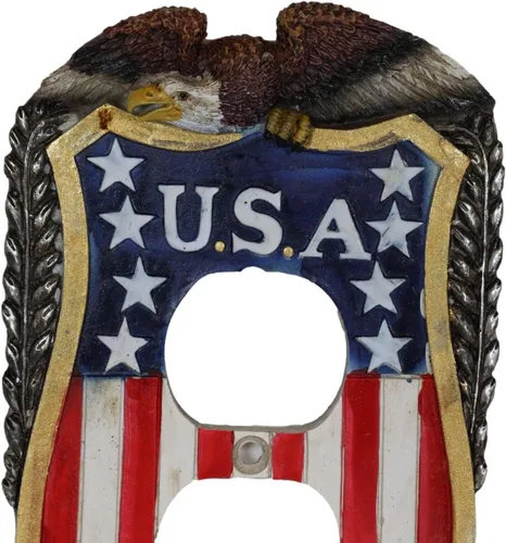 Miniatura 5 de Ebros Gift Juego de 2 placas de pared rústicas patrióticas occidentales con águila calva en la bandera de Estados Unidos vintage, bandera de Estados