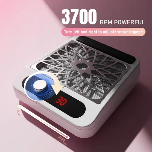 Miniatura 3 de Aspirador colector de polvo de uñas para técnicos de uñas – Potente succión, ventilador silencioso de 3 velocidades, filtro HEPA reutilizable