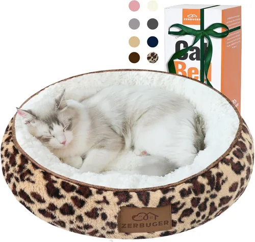 Miniatura 16 de Zerbuger Camas lavables de 20 pulgadas para gatos de interior, cama redonda en forma de dona para mascotas, para gatos, perros pequeños, cachorros