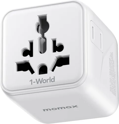 Miniatura 10 de MOMAX Mini Adaptador de Viaje Universal 7 en 1, Adaptador de Corriente Internacional GaN 70W, 2 AC, 3 USB-C PD de Carga Rápida y 2 USB-A QC, Negro