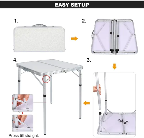 Miniatura 6 de REDCAMP Mesa de campamento cuadrada pequeña plegable de 24 pulgadas con patas de altura ajustable, mesa plegable de aluminio ligero y portátil