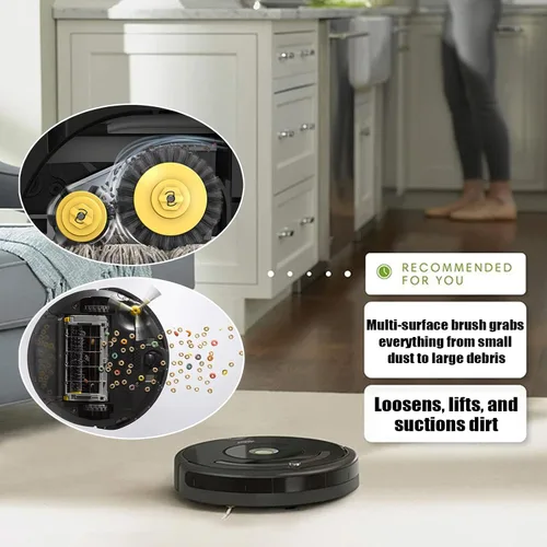 Miniatura 6 de Piezas de repuesto para iRobot Roomba 600 500 Series 694 695 677 671 690 680 660 650 620 614 595 585 564 Vacío Robótico, 2 cepillos de cerdas, 2