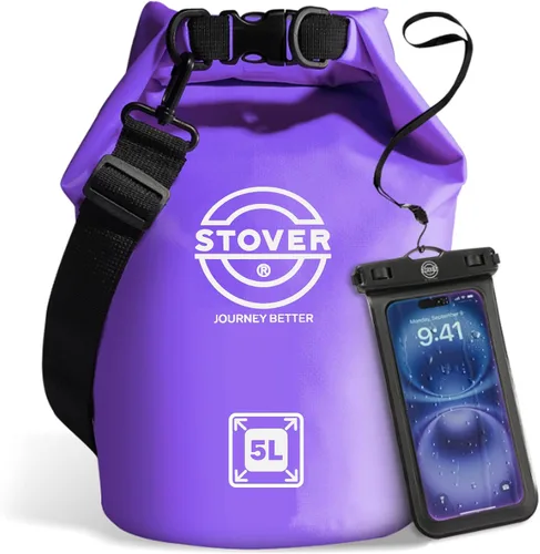 Miniatura 29 de STOVER 5/10/25/30/40/55L Waterproof Dry Bag- Roll-Top Backpack w/Phone Case- Kayaking, Hiking, Camping, Boating- Men/Women 10L morado