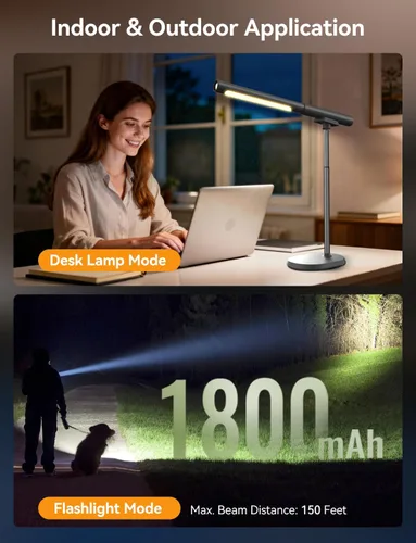 Miniatura 2 de Lámpara de escritorio recargable, lámpara de mesa magnética ajustable con tubo de luz cilíndrico extraíble para estudio y dormitorio, control táctil