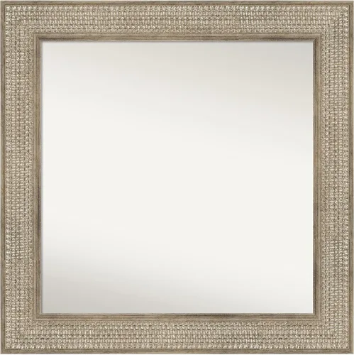 Miniatura 235 de Amanti Art Espejo de baño plateado para sobre fregadero, 26 x 26 pulgadas, espejo cuadrado de níquel pulido, marco de madera tradicional mediano, se