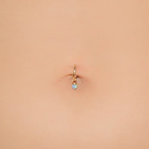 Miniatura 4 de Fake Belly Piercing Clip On Navel Ring Opal - No Piercing Belly Ring hoop