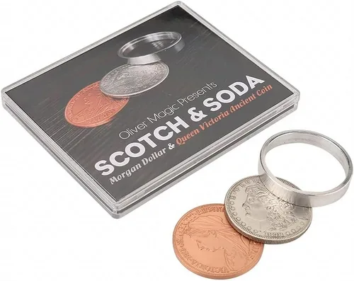 ZQION Scotch & Soda de Oliver Magic (Morgan Dollar y Queen Victoria Ancient Moneda) Trucos de magia Moneda Gimmick Accesorios de Magia