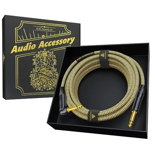 Miniatura 45 de Cable de guitarra de 1.5 pies, paquete de 2 unidades, nailon trenzado anti-torceduras reforzado con Kevlar, conector Neutrik REAN, calibre 20
