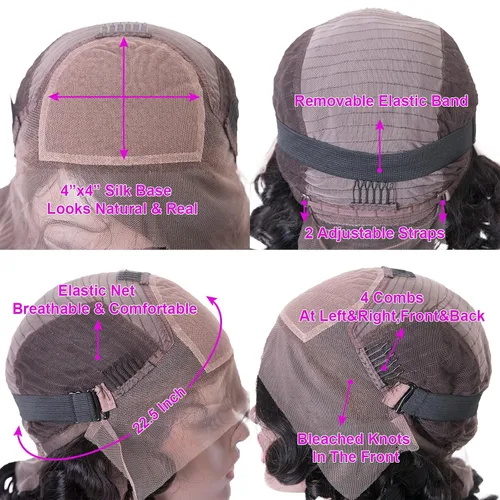 Miniatura 6 de premier Pelucas de cabello humano con encaje frontal de seda, nudos blanqueados, prearrancados, cabello humano brasileño suelto, ondulado, peluca