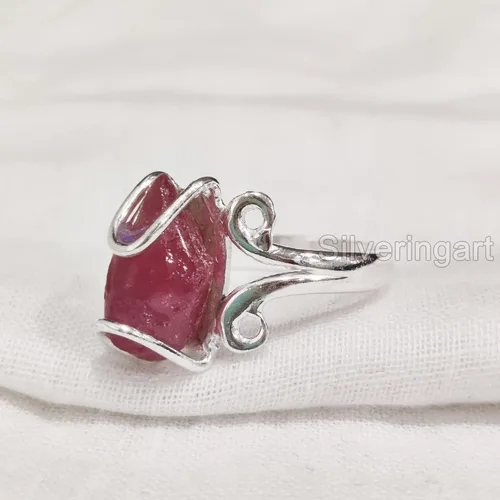 Miniatura 4 de AAA Natural Ruby Ring, Rough Ruby Gemstone Ring, July Birthstone, Hippie Wire Ring, 925 Sterling Silver, Womens Ring, Christmas, Thanksgiving