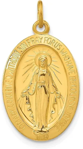 Auriga Fine Jewelry Colgante de plata de ley 925 y medalla milagrosa chapada en oro de 24 quilates (L-0.987in, W-0.533in), regalo para mujer, Metal,