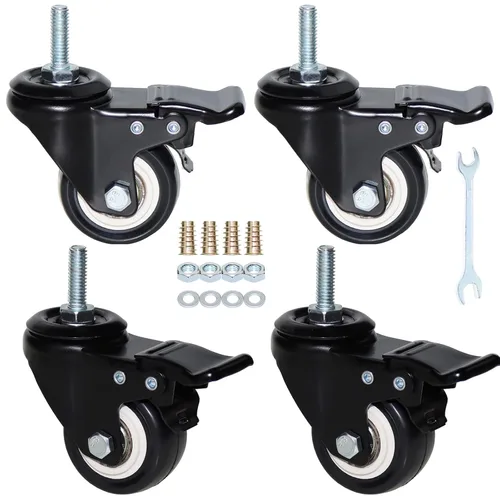 Ruedas giratorias de 2'', ruedas giratorias con vástago giratorio 5/16'' - 18x1'' (diámetro del tornillo 5/16'', altura del tornillo 1'') 330 libras