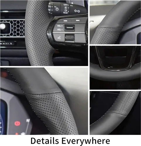 Miniatura 2 de Funda para volante con costuras a mano, apta para Honda Civic 2022/Civic Sedan Si 2022/CR-V HR-V Civic Type R 2023, funda de cuero de microfibra