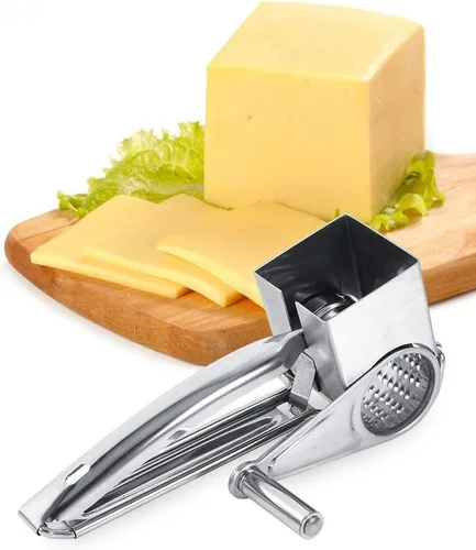 Miniatura 6 de Rallador de queso, multifuncional para cocina artesanal rotativo de acero inoxidable rallador de queso 1 tambores herramienta de trituración