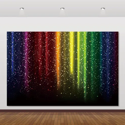 Miniatura 8 de Let's Glow - Telón de fondo de fiesta para fotografía, colorido arco iris con purpurina, fondo de neón salpicado, 10 x 8 pies, decoración de fiesta