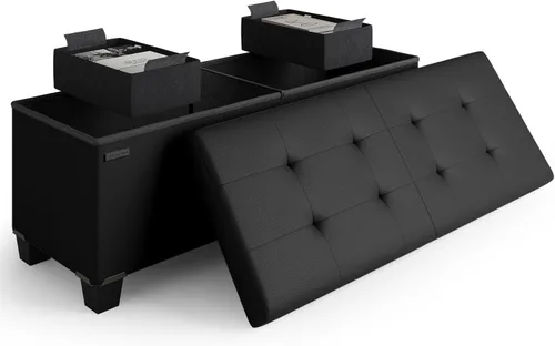 Miniatura 83 de Cubo otomano de almacenamiento con cubo pequeño, otomana cuadrada de 15 pulgadas con almacenamiento para sala de estar y dormitorio, reposapiés