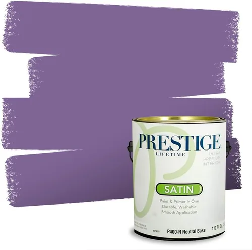 Miniatura 133 de PRESTIGE Pinturas de pintura interior e imprimación en uno, 1 galón, plano, combinación comparable de Sherwin Williams* Kimono Violet*