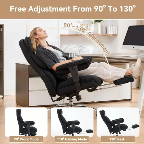 Miniatura 4 de Efomao Silla de oficina grande y alta con reposapiés, silla ejecutiva de malla transpirable, silla de escritorio de computadora resistente