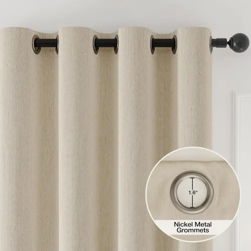 Miniatura 8 de Anmao Cortinas opacas gruesas con textura pesada para sala de estar de 108 pulgadas de largo, juego de 2 paneles con ojales para oscurecer
