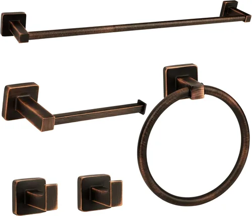 Miniatura 12 de Juego de 5 piezas de accesorios de baño de oro cepillado, juego de barra de toalla de mano de acero inoxidable de 60 cm dorado, soporte de papel