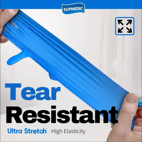 Miniatura 4 de Supmedic Disposable Nitrile Gloves, 5Mil Chemical Resistant Powder-Free Latex-Free Glove Exam Cook Tattoo, Black Blue 100Pcs (azul) s