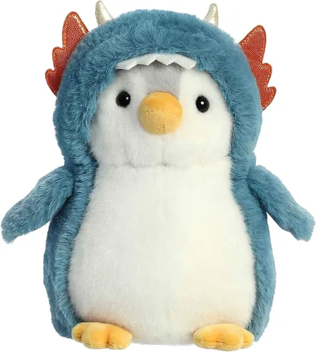 Aurora® Juguetón Pompom Penguin™ Animal de peluche – Compañeros vibrantes para abrazos cálidos – Perfecto para adultos, niños y cumpleaños – Azul 7