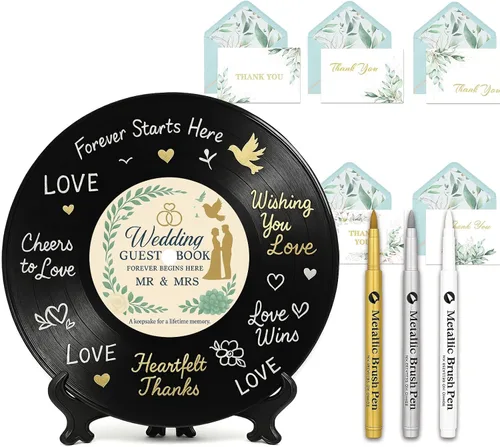 Miniatura 10 de Sweet 16th Birthday - Juego de libros de invitados de discos de vinilo para cumpleaños – Dulces dieciséis decoraciones y regalos para niñas
