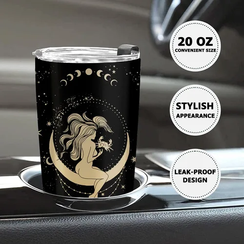 Miniatura 4 de Witchy Gothic Gifts' Zodiac Astrology Cup - Tumbler de Constelación Aislado de Acero Inoxidable de 20 OZ para Mujeres Cáncer