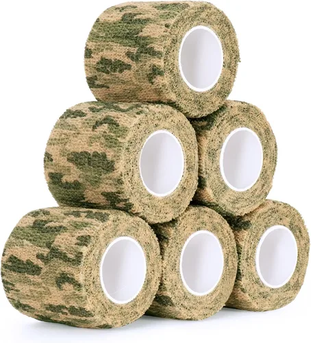 Miniatura 17 de Cinta envolvente autoadhesiva de camuflaje para protección de 5 cm x 4,5 m. Cinta de camuflaje discreta de tela no tejida. Vendaje elástico