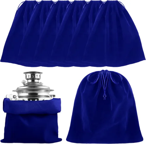 Miniatura 9 de Ferraycle 6 bolsas de almacenamiento plateadas antideslustre, tela para joyería, cubiertos, protección de cubiertos (18 x 18 pulgadas, color negro)