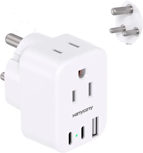Miniatura 11 de Adaptador de enchufe de viaje europeo USB C, adaptador de enchufe internacional HANYCONY de EE. UU. a Europa, enchufe de 2 tomas, 3 puertos USB