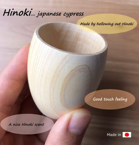Miniatura 3 de EDOYA Hinoki - Juego de 2 tazas de madera para sake, fabricadas en Japón