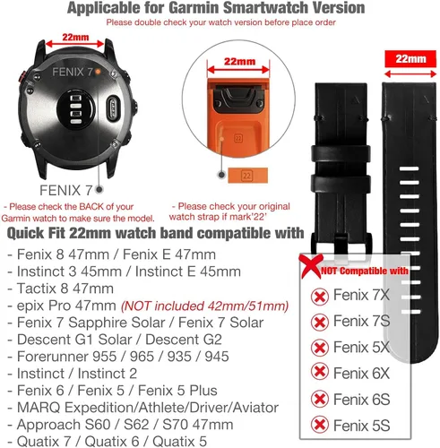 Miniatura 2 de Abanen Correas de Reloj de Cuero para Garmin Fenix 8 / epix Pro/Tactix 8 (47mm), QuickFit 22mm de Cuero Genuino Suave con Correa de Muñeca