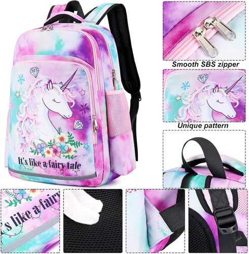Miniatura 3 de BTOOP Mochila escolar para niñas y niños, con bolsa de almuerzo aislada y bolsa para lápices