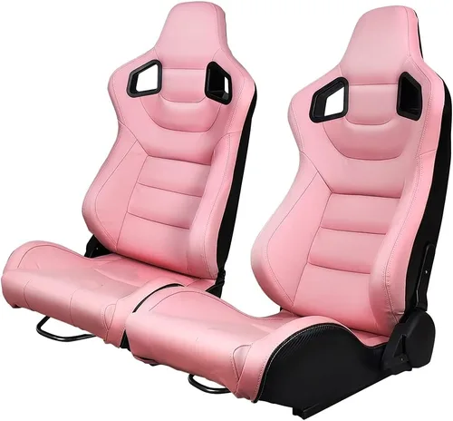 Miniatura 19 de IKON MOTORSPORTS, Asiento universal de carreras PU + cuero de carbono + gamuza, con deslizadores dobles, asiento deportivo reclinable negro