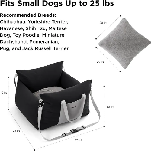 Miniatura 6 de Lesure Asiento de Coche Elevador para Perros Pequeños - Asiento de Coche Impermeable para Perros con Bolsillos de Almacenamiento, Correa