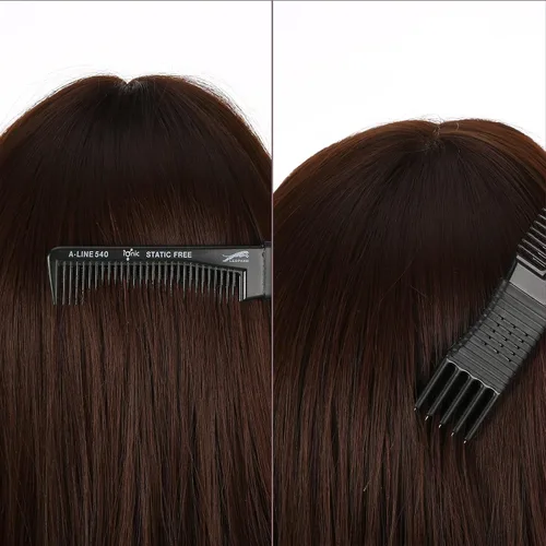 Miniatura 5 de Patelai 4 piezas de peine de carbono con punta de metal para levantar pelos y púas de peluquería con 5 pasadores de acero inoxidable para cabello