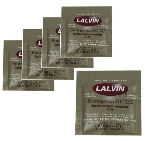 5x Lalvin RC 212 Levadura Vino tinto 0.18 oz Homebrew Fabricación de vino 4.5L-23L Pinot Noir