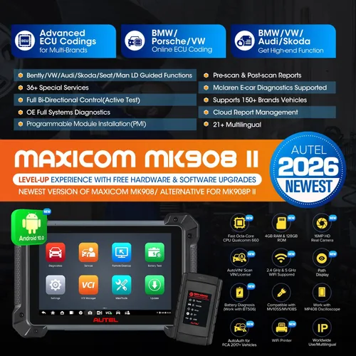 Miniatura 3 de Escáner Autel MaxiCOM MK908 II con $60 MV108S 2026 10.1 pulgadas de MaxiSYS MS906 PRO MS906MAX, más de 3000 pruebas activas, 38+ servicio como