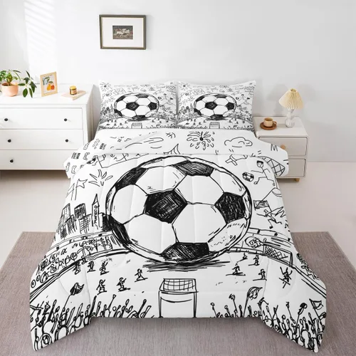 Miniatura 33 de Erosebridal - Juego de edredón completo de baloncesto para niños, juego de ropa de cama deportiva, edredón para atletas de baloncesto, conjuntos