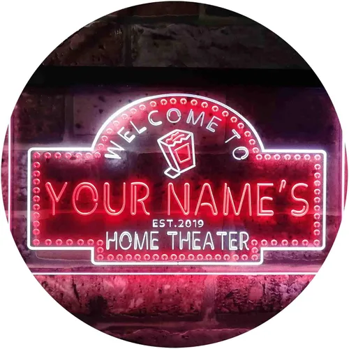 ADVPRO Letrero de neón LED de doble color, diseño de cine en casa, diseño personalizado de este año, blanco y rojo, 12 x 8.5 pulgadas,