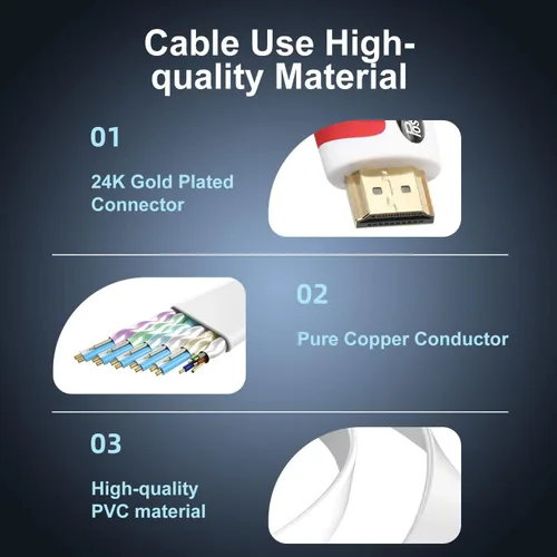 Miniatura 3 de Postta Cable HDMI plano de 100 pies, cable HDMI 2.0 plano con refuerzo de señal incorporado soporte 4K (2160P), 3D, 2K (1080P), Ethernet y retorno