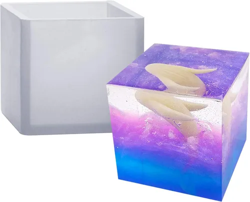 Funshowcase Molde de silicona para pisapapeles en forma de cubo para manualidades de arcilla polimérica, fabricación de jabón, resina epoxi,